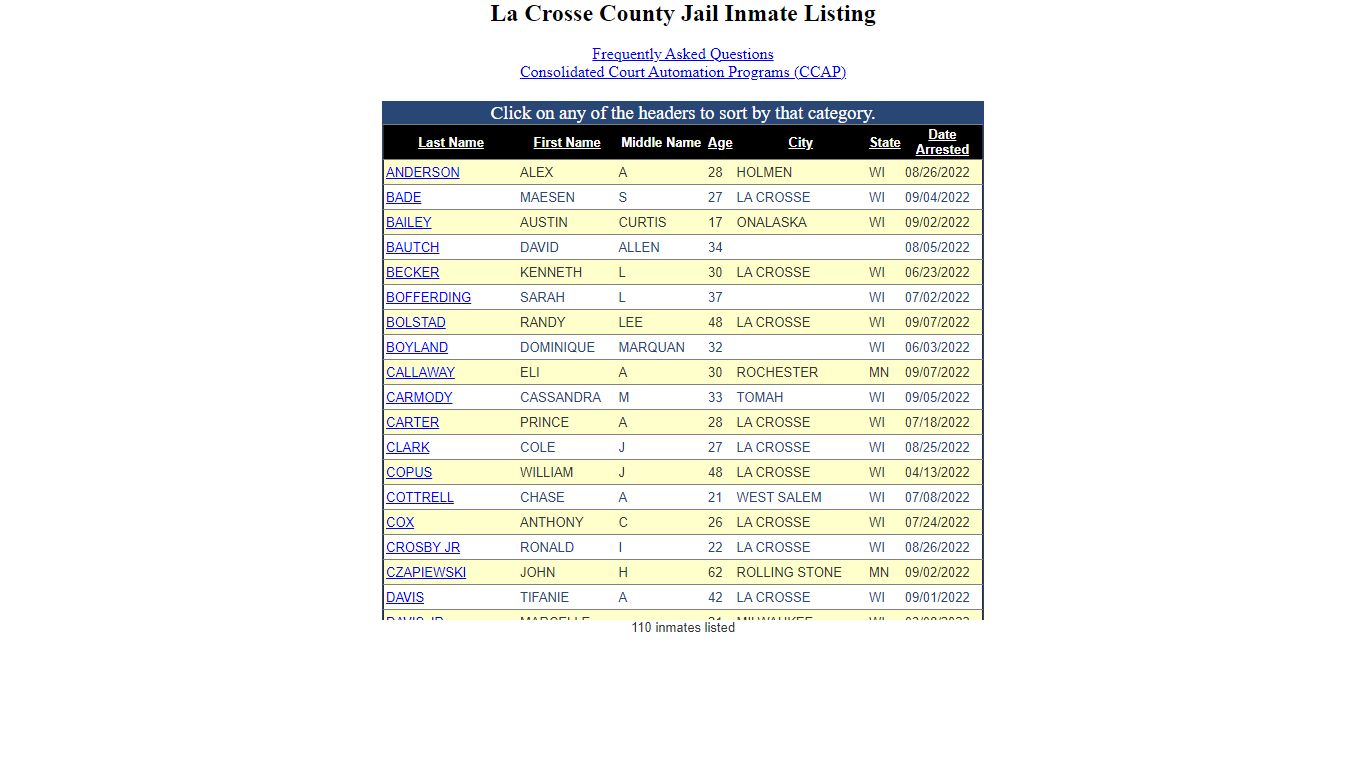 Inmate Locater-Version: 2021.9.14.0 - La Crosse County, Wisconsin